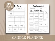 a printable planner for the final product