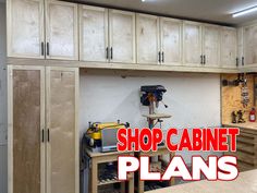 the shop cabinet plans are open and ready to be used for workbench storage