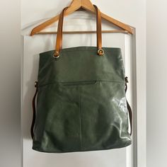 Lovely Leather Bag. Has Never Been Used. Pretty Flower Print Lining On The Inside. Additional Long Leather Strap Included. Green Purse, Hobo Bags, Pretty Flower, Moss Green, Green Bag, Flower Print, Pretty Flowers, Flower Prints, Olive Green