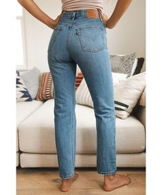 RESTOCKED- BESTSELLER! These faded straight-leg jeans cut from nonstretch denim and liberally detailed with dashes of destruction are proof that quality never goes out of style. 29 1/2" inseam; 14" leg opening; 11 1/2" front rise; 15 1/2" back rise (size 29) Button fly Five-pocket style 100% cotton Machine wash, tumble dry Imported Women's Clothing SIZE INFO True to size. 23=000, 24=00, 25=0, 26=2, 27=4, 28=6, 29=8, 30=10, 31=12, 32=14, 33=16, 34=18 (14W-16W). High rise. Twenty Twenty, Glam Outfit, Womens Clothing Sizes, Out Of Style, Distressed Jeans, Cute Fashion, Straight Jeans, Athens, Straight Leg Jeans