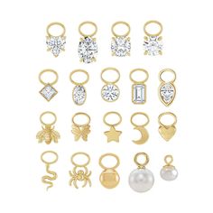 These Solid Gold Hoop Charms are a perfect way to enhance your jewelry pieces with a touch of luxury and personalization. Choose from a variety of designs and gold types to create a unique look that reflects your style. Whether you're adding them to a huggie hoop, a bracelet, or a necklace, these charms provide a beautiful and versatile addition to your collection. ✪ FEATURES: * Material: Premium 14K gold, ensuring durability and a luxurious finish. Not plated or vermeil. 18K, 10K, Platinum opti Charm Bar, Delicate Gold Jewelry, Fine Gold Jewelry, Hoop Charms, Fine Diamond Jewelry, Earring Charms, Gold Chain Jewelry, Delicate Jewelry, Pearl Charms