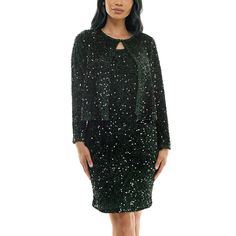 Stay cozy and stylish, ready for however your feeling, with this women's 2-piece sequin mesh cardigan and sequin sheath dress set from Nina Leonard.Click on this WOMEN'S GUIDE to find the perfect fit and more! Stay cozy and stylish, ready for however your feeling, with this women's 2-piece sequin mesh cardigan and sequin sheath dress set from Nina Leonard. Click on this WOMEN'S GUIDE to find the perfect fit and more! FEATURES 2-piece set includes: 1 dress and 1 cardigan Dress: scoopneck, sleevel Knee Length Sweater Dress, Black Turtleneck Dress, Knee Length Lace Dress, Mesh Cardigan, Butterfly Sleeve Dress, Sequin Sheath Dress, Lil Black Dress, Cardigan Dress, Black Lace Shorts