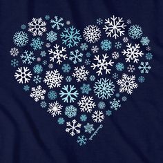 Snowflake Heart T-Shirt Share your love of the winter season with this fun and festive t-shirt. Who doesn't love snowflakes (besides the people who have to plow it, snowblow it and shovel it)? Snowflakes are a given during any New England winter and this tee is decorated with a winter wonderland's worth of snowflakes in the shape of a heart. Wear your heart on your sleeve (and chest) this winter with our Snowflake Heart tee, the perfect addition to your winter wardrobe. New England Winter, Snowflake Heart, England Winter, Heart On Your Sleeve, Heart Tee, Heart T Shirt, Snow Plow, Heart On, Shovel