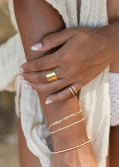 Wide Vermeil Gold Cigar Band Ring - Kahekili – ke aloha jewelry Gold Cuff Ring, Thick Gold Ring, Wide Gold Ring, Delicate Gold Bracelet, Unique Gold Rings, Thick Ring, Double Cuff, Wide Band Ring, Cuff Ring