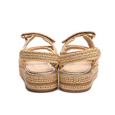 One of Jennifer Tattanelli's favorite Summer sandals, the Women's Rete Platform Sandals are an essential wardrobe piece. You won't have any issues feeling comfortable and stable walking in these supportive platform sandals. This has a platform effect that gives you height without any discomfort of walking on your tip-toes. Handcrafted with noble-fibered braided yarn, these sandals are a beautiful compliment to summery looks. The adjustable straps give you flexibility, furthermore, the uniquely b Vacation Slingback Sandals With Platform And Open Heel, Platform Sandals With Open Heel For Vacation, Vacation Wedge Sandals With Heel Strap And Open Heel, Vacation Wedge Heel Sandals With Woven Sole, Vacation Sandals With Woven Sole And Wedge Heel, Natural Color Wedge Heel Sandals With Heel Strap, Natural Sandals With Flat Heel And Removable Insole, Natural Sandals With Removable Insole And Flat Heel, Straw Sandals With Textured Sole And Round Toe