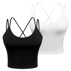 PRICES MAY VARY. 【BUTTERY SOFT】The open back sports bra top is made of 77% polyester and 23% spandex,The naked feeling bra is truly buttery soft, with silky smooth hand feeling. lightweight, moisture-wicking, comfortable, breathable, sweat-wicking keep you dry. 【CUTE CRISS-CROSS】This strappy sports bra is comfortable,Criss-cross back sports bras provide more support for protecting your shoulders and back than one strap sports bra.sports bras for women tank top is perfect for matching various wor Sporty Camisole Sports Bra With Built-in Bra, Sports Cami Crop Top With Built-in Bra, Sports Camisole With Built-in Bra, Sports Camisole Bra With Built-in Bra, Cami Sports Bra With Built-in Bra For Gym, Athleisure Stretch Crop Top With Straps, Stretch Athleisure Crop Top With Straps, Sporty Seamless Cami Crop Top, Sporty Cami Crop Top With Seamless Construction