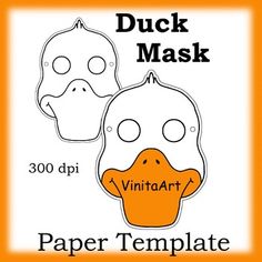 a duck mask with the words paper template next to it and an orange frame around it