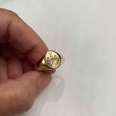 "Coat of Arms Family Crest Ring, Crest engrave ring, Personalized Ring, Signet Ring, special Gift for women / men, Pinky ring, gold ring-Best quality 18k Gold Plate . Special engraving technique using which create the appearance of crest or other images of your choice. Please note in the \"notes to seller\" at checkout. : * your ring size * letter / picture / name/s / Sentence / Inspiration / Drawing / crest - you want me to engrave - send me in \"convo box\" If you have any questions please fee Symbolic Round Diamond Ring Gift, Symbolic Round Diamond Ring As Gift, Symbolic Round Diamond Ring For Gift, Tarnish Resistant Engraved Promise Ring, Symbolic Engraved Open Ring, Tarnish Resistant, Symbolic Engraved Open Ring Tarnish Resistant, Gold Engraved Ring With Vs Clarity For Promise, Gold Stamped Rings As A Gift, Engraved Flower Ring For Promise