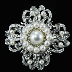 White Pearl Brooch Vintage Pearl Brooch, 1900's Fashion, Wedding Brooches, Fabric Flower Pins, Wedding Brooch, Vintage Pearl, Crystal Brooch, Pearl Brooch, Fabric Flower