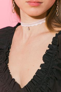 This PRETTY IN LOVE CHOKER is made from a blend of zinc alloy and delicate lace, with a pearl pendant for an elegant look. It's expertly crafted in Korea for a luxurious finish. A unique choice for special occasions. ALL ACCESSORIES CANNOT BE RETURNED OR EXCHANGED. Lace Made, Pearl And Lace, Lace Making, Pearl Pendant, Zinc Alloy, Choker, In Love, Lace, Pendant