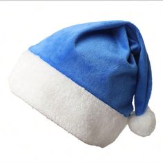 Christmas Blue Plush Hat Adult Size Blue Cap Hat As A Gift, Blue Cap As Gift, Blue Cap As A Gift, Adjustable Light Blue Winter Hat, Blue Santa Hat, Maroon Hat, Blue Hats, Plush Hat, Christmas Blue