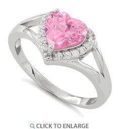 Sterling Silver Heart Shape Pink CZ Ring Sailor Moon Engagement Ring, Sailor Moon Ring, Rare Engagement Rings, Pink Diamonds, Topaz Necklace, Cz Ring, Sterling Silver Heart, Heart Jewelry, Pink Sapphire