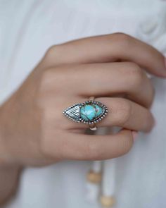 "》D E T A I L S《 ✦ M E T A L : Sterling Silver 925 ✦ S T O N E : Turquoise ✦ B I R T H S T O N E : December 💎 In the past, the Turquoise used to be the stone of the kings and warriors. For that reason, nowadays this gem is known by providing protection against the evil and a symbol of strength and good luck. ✧ Please note natural gemstones are unique and may vary in shape or color. ✧ 》✦ S A V E * B U Y * M O R E ✦《 Use the code \"MARESIA2\" and get 10% OFF when you buy 2 items. Use the code \"M Bohemian Sterling Silver Jewelry With Accent Stones, Silver Turquoise Ring With Accent Stones In Sterling Silver, Turquoise Ring With Stone Setting In Silver, Sterling Silver Turquoise Ring With Accent Stones, Round Turquoise Ring With Gemstone Accents, Turquoise Ring With Accent Stones For Promise, Bohemian Jewelry With Oval Gemstone Accents, Oval Turquoise Gemstone Ring In Sterling Silver, Sterling Silver Turquoise Ring, Oval Promise Ring