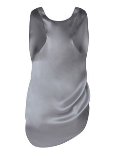 This light grey satin asymmetric top from REV features an elegant design with a deep V-neckline and a fluid silhouette that gently drapes the figure.Composition: 100% Polyester Elegant Sleeveless Gray Tops, Elegant Silk Top With Asymmetrical Hem, Elegant Silk Tops With Asymmetrical Hem, Asymmetrical Silk Top For Party, Chic Gray Evening Tops, Silk Top With Asymmetrical Neckline For Night Out, Chic Asymmetrical Satin Top, Asymmetrical Satin Top For Night Out, Elegant Asymmetrical Satin Top