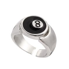 PRICES MAY VARY. Cool 8 Ball Ring - Cool rings for men women pool player billiards lover, adjustable designed with the billiard 8 ball rings means lucky and victory High Quality Ring - Made of Zinc alloy metal, chunky rings, very sturdy Wearing Occasions - Wear this ring you will feel more confident and cool when you play pool with your friends, it may bring you luck and victory Great Gift Choice - This 8 ball y2k rings will be a great gift for pool player, billiards lover, especially those who Billiard Ball, Cool Rings For Men, Gear Ring, Y2k Rings, Rock Jewelry, 8 Ball, Number 8, Chunky Rings