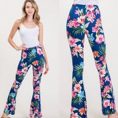 Description: BELL BOTTOM PANTS WITH ELASTIC WAIST Content: 97%POLYESTER,3%SPANDEX Model wearing a 2x Pants. These pants have stretch. Size Chart for this item 1x: 14/16 2x: 18/20 3x: 22/24 All ORDERS SHIP USPS 3 DAY PRIORITY MAIL! ALL ORDERS ARE PROCESSED AND SHIPPED WITHIN 72 BUSINESS HOURS!! ALL PACKAGES WILL REQUIRE SIGNATURE UPON DELIVERY!! Summer Stretch Flare Jeans With Flared Hem, Stretch Flare Jeans With Flared Hem For Summer, Trendy Stretch Blue Flares, Casual Blue Stretch Flares, Casual Stretch Pants With Flared Hem, Trendy Blue Stretch Flares, Spring Non-stretch Flared Hem Pants, Trendy Blue Flared Hem Bottoms, Spring Stretch Wide Leg Pants With Flared Hem