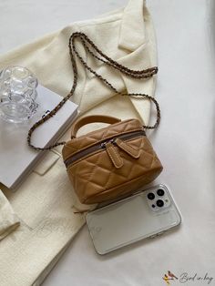 Bird in Bag - Mini Bucket Bag Brown Square Trendy Phone Bag, Portable Brown Square Box Bag, Trendy Portable Square Cosmetic Bag, Trendy Square Pouch For Daily Use, Trendy Square Travel Pouch, Trendy Brown Pouch Phone Bag, Chic Brown Satchel, Brown Portable Box Bag For Everyday, Portable Brown Box Bag For Everyday Use