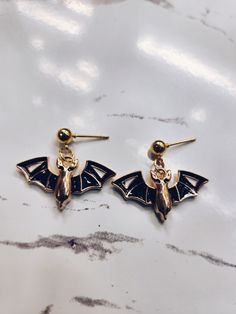 Black and Gold Bat Earrings Black Single Earring For Halloween, Black Plug Earrings For Party, New Paltz Ny, New Paltz, Bat Earrings, Black And Gold, Jewelry Earrings Dangle, Etsy Earrings, Bat