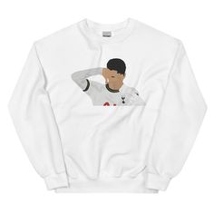 Custom designed, this Son Heung Min crewneck sweater is perfect for showing your love of this amazing player and this Premier League team. A sturdy and warm sweatshirt bound to keep you warm in the colder months. A pre-shrunk, classic fit sweater that's made with air-jet spun yarn for a soft feel and reduced pilling. * 50% cotton, 50% polyester * Pre-shrunk * Classic fit * 1x1 athletic rib knit collar with spandex * Air-jet spun yarn with a soft feel and reduced pilling * Double-needle stitched White Hoodie Sweatshirt For Fan Merchandise, White Fleece Sweatshirt For Fan Merchandise, Football Son, Son Heung Min, Premier League Teams, Fitted Sweater, Air Jet, Knit Collar, Crewneck Sweater