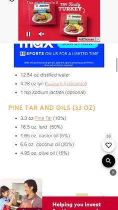 Lard Soap, Cooking Turkey, Sodium Hydroxide, Distilled Water, Castor Oil, Olive Oil, Coconut Oil, Coconut