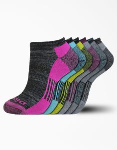 Women's Moisture Control Free Run No Show Socks, Size 6-9, 6-Pack Breathable Comfortable Winter Socks, Comfortable Breathable Winter Socks, Multicolor Stretch Sports Socks, Breathable Stretch Multicolor Socks, Multicolor Stretchable Breathable Socks, Sporty Multicolor Winter Socks, Pink Breathable Fitted Socks, Sporty Multicolor Socks For Winter, Dickies Women