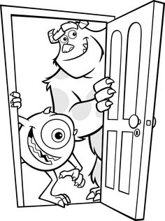 an image of a cartoon character opening a door to another character in the movie monsters