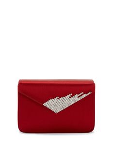 bordeaux red satin finish crystal embellishment detachable chain-link shoulder strap foldover top with magnetic fastening main compartment full lining Burgundy Rectangular Clutch For Evening, Burgundy Rectangular Evening Clutch, Rectangular Burgundy Evening Clutch, Red Evening Bag With Detachable Strap, Evening Bag With Magnetic Closure In Envelope Shape, Luxury Satin Evening Bag For Events, Chic Burgundy Clutch For Formal Occasions, Elegant Burgundy Clutch For Party, Elegant Red Evening Bag With Chain Strap