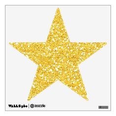 a gold glitter star cutout on a white background with the words wallstoo