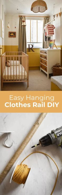 an image of a baby changing clothes rail diy