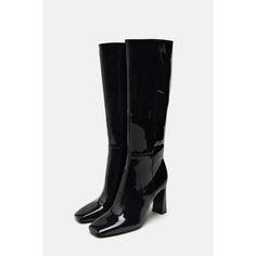 Knee High Faux Patent Leather Boots. Fitted Upper. High Heels. Side Zip Closure. Heel Height: 3.9 Inches (10 Cm).Size 37 Eu, 6.5 Us Leather Knee High Boots, Patent Leather Boots, Knee High Leather Boots, Zara Shoes, Zara Black, Knee High Boots, High Boots, Side Zip, Leather Boots