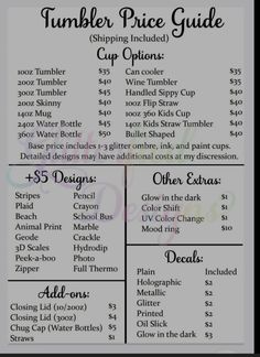 the tumbler price guide for cup options