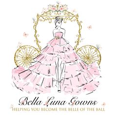 a woman in a pink dress with the words, bella lunas helping you become the bell