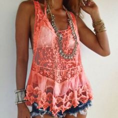 Darling Bohemian Crochet Lace Racerback Tank Top Swim Cover Up + Cotton Blend + Fits True To Size + Model Is 5'8" Tall And Wearing A Size Small + Brand New With Tags! Chic Lace Top For Beach, Chic Lace Top For The Beach, Lace Top With Crochet Trim For Vacation, Bohemian Lace Top For Spring, Summer Beach Lace Top With Lace Trim, Summer Beach Lace Crochet Top, Casual Lace Tank Top With Patchwork, Summer Lace Beachwear Tops, Chic Summer Crochet Top With Crochet Trim