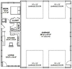 the garage floor plan for a two bedroom apartment