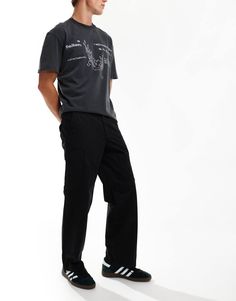 Pants & Chinos by Jack & Jones Cargo connoisseur Regular rise Belt loops Concealed fly Functional pockets Wide leg Black Baggy Wide-leg Cargo Jeans, Casual Relaxed Fit Cargo Pants With Hip Pockets, Wide-leg Work Pants With Cargo Pockets For Streetwear, Casual Straight Leg Cargo Pants For Elevated Casual Wear, Streetwear Cargo Pants With Relaxed Fit And Hip Pockets, Casual Tapered Leg Cargo Pants, Wide Leg Cargo Pants For Elevated Casual Occasions, Urban Cargo Pants Straight Relaxed Fit, Relaxed Fit Straight Leg Cargo Pants With Multiple Pockets