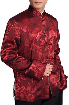 Western Suits, Chef Coat, Gold Jacket, Silk Brocade, Tai Chi, Jacket Blazer, Kung Fu, Hanfu