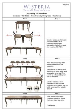 the instructions for how to build a dining table with benches and tables on each side