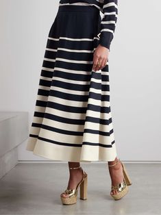 Long Outfit, Couture Skirts, Silk Midi Skirt, Cotton Midi Skirt, Latest Skirts, Black Midi Skirt, Stripe Skirt, Silk Skirt, Pleated Midi Skirt