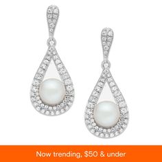 in stock Classic Diamond Accented Earrings For Evening, Teardrop Diamond Earrings With Elegant Design, Elegant Teardrop Diamond Earrings Fine Jewelry, Classic White Diamond Earrings With Elegant Design, Classic Diamond Cut Bridal Earrings For Evening, Timeless Cubic Zirconia Bridal Earrings For Formal Occasions, Classic Diamond Earrings With Elegant Design, Classic Bridal Earrings With Prong Setting For Evening, Classic Bridal Earrings For Evening With Prong Setting