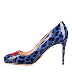 Padded insole for all-day comfort. Extreme clean silhouette. Sexy leopard, showing the feminine of woman. Crafted by skilled craftsmanship to translate elegance and delicacy. Elegant and charming stiletto heels perfectly set off your long legs, against the beautiful figure of lady. . Leopard Heels, Beautiful Figure, Black Pumps, Long Legs, Blue Pattern, Red And Black, Pumps Heels, High Heel, Patent Leather