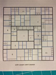 a blue and white floor plan with numbers on it