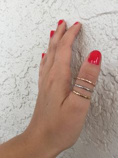 YOu get all Three rings. delicate and beautiful three stacking rings Very feminine and elegant. Wear them all together or separate They look great mixed with other styles of stacking rings too or just by themselves We strive your provide you with a meticulously crafted piece of beautiful jewelry. All of our rings come with a high shine finish and are made with the highest quality of materials. We use the best quality materials. These rings are gold Ion plated and have at least 2.5 microns of gol Hammered Rose Gold Stackable Rings For Wedding, Wedding Stackable Hammered Rose Gold Rings, Wedding Hammered Rose Gold Stackable Rings, Anniversary Rose Gold Hammered Stackable Rings, Dainty Hammered Rose Gold Rings, Rose Gold 14k Gold Stackable Toe Rings, Rose Gold Hammered Midi Rings, Dainty Adjustable Rose Gold Stackable Rings, Adjustable Dainty Rose Gold Stackable Rings