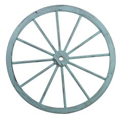 an old wooden wagon wheel on a white background with clippings to the side