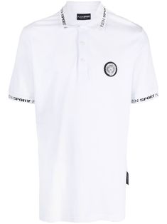 white/black cotton blend logo patch to the front polo collar front button placket short sleeves Sport Logo, Polo Shirt White, Camisa Polo, Sports Logo, Polo Collar, Short Sleeve Polo, Button Placket, Shirt White, Black Cotton