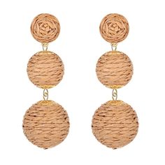 PRICES MAY VARY. Handmade rattan earrings-- nice straw wicker earrings set, including different colors rattan earrings, each pair of rattan earrings is handmade and delicately designed meet your different needs and make you more attractive. Comfortable material--We use rattan material to do to make sure they have perfect comfortable wear feeling when they on your ears, you could wear them all day long. Lightweight earrings--each pair of woven rattan drop earrings weighs only about 12g/Pair, the Raffia Earrings, Rattan Earrings, Pom Pom Earrings, Earrings Summer, Bohemian Summer, Summer Earrings, Earring Trends, Ball Earrings, Earrings Bohemian