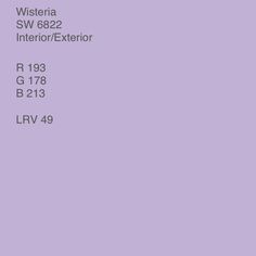 a purple background with the words wisteria, sw 662 interior / exterior