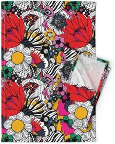 an image of a colorful flower print blanket