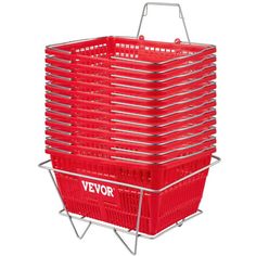 a red shopping basket with the word vevor on it's front and side