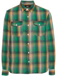 forest green/multicolour cotton plaid check pattern pointed flat collar long sleeves buttoned-cuff sleeves two chest flap pockets curved hem front button fastening Green Flannel Shirt For Workwear And Fall, Green Collared Flannel Shirt For Fall, Green Long Sleeve Flannel Shirt For Work, Green Flannel Shirt With Button Closure For Fall, Green Long Sleeve Flannel Shirt With Pockets, Plaid Flannel Shirt With Welt Pockets, Fall Plaid Shirt With Welt Pockets, Plaid Long Sleeve Flannel Shirt With Welt Pockets, Plaid Shirt With Welt Pockets For Fall