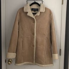 Nwot. Faux Suede And Faux Shearling Means Easy Care. Can Be Washed Or Dry Cleaned (See Label). I’m 5’2” And It Falls About 2” Above My Knee. Pockets Shown In Last Pic. Faux Shearling Covers All The Interior For Warmth. Classic Beige Outerwear With Faux Fur Lining, Classic Beige Fur Coat With Faux Fur Lining, Faux Suede Jacket, It's Fall, Suede Jacket, Faux Suede, Jackets For Women, Jackets & Coats, Leather Jacket